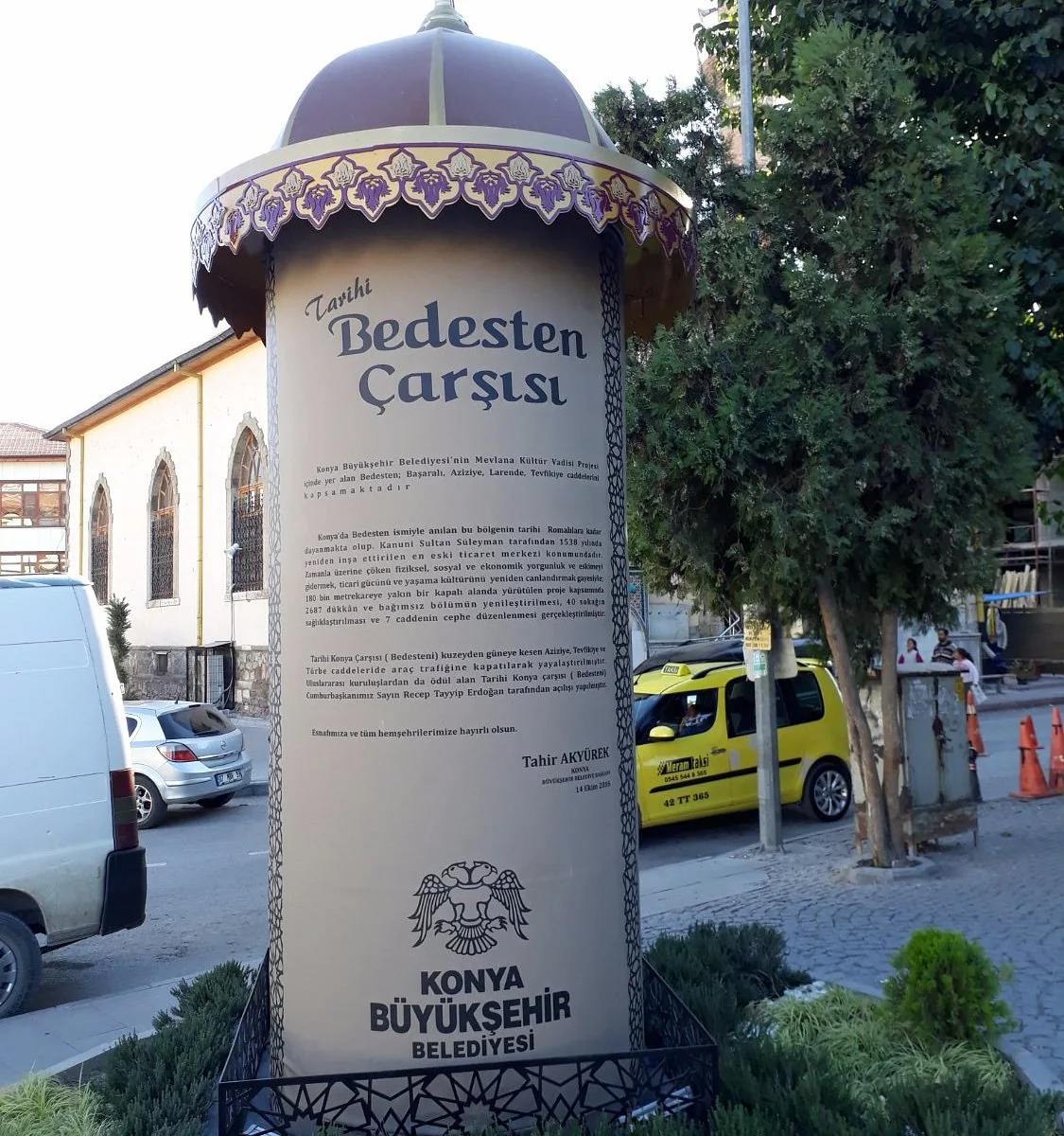 Tarihî Bedesten Çarşısı tanıtım levhası